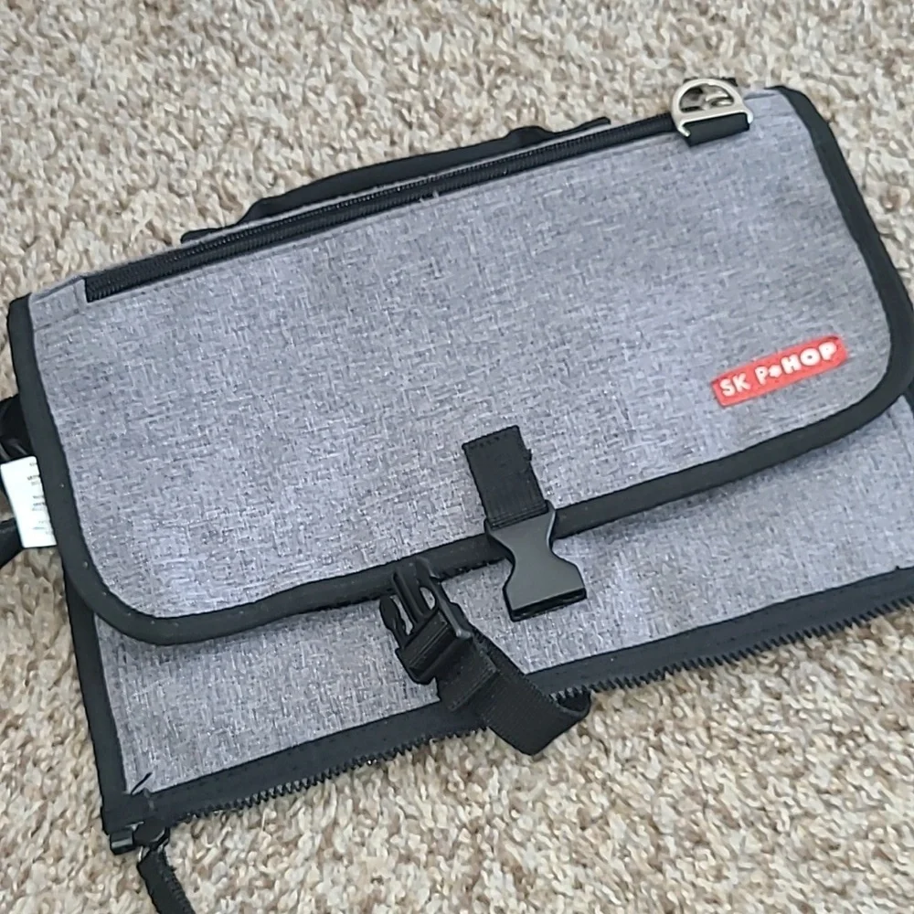 Skip Hop Gray and Red Travel Changing Kit Zip Off Changing Mat